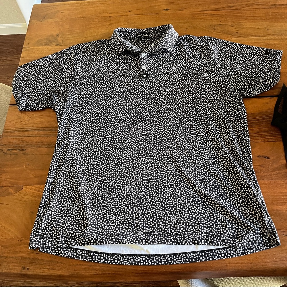 Bad Birdie Black and White Patterned Polo Shirt